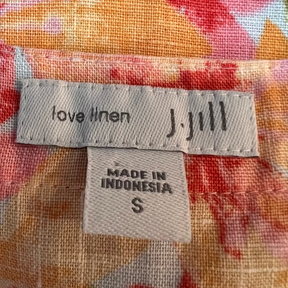 J. Jill Love 100% Linen Sleeveless Coral Floral Dress. Size Small. - Picture 3 of 12
